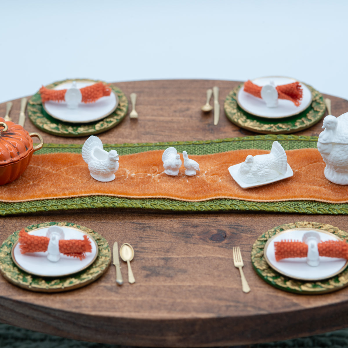 Miniature Charger Plates Set of 4 | 1:12 Scale | Fall Dollhouse Dinin