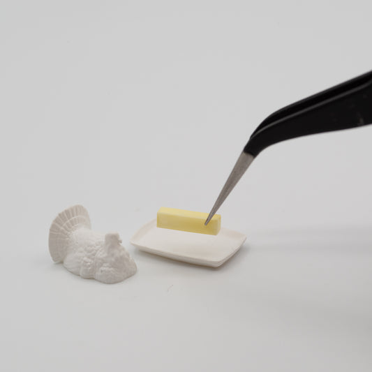 Miniature Turkey Butter Dish | 1:12 Scale | Thanksgiving Dollhouse
