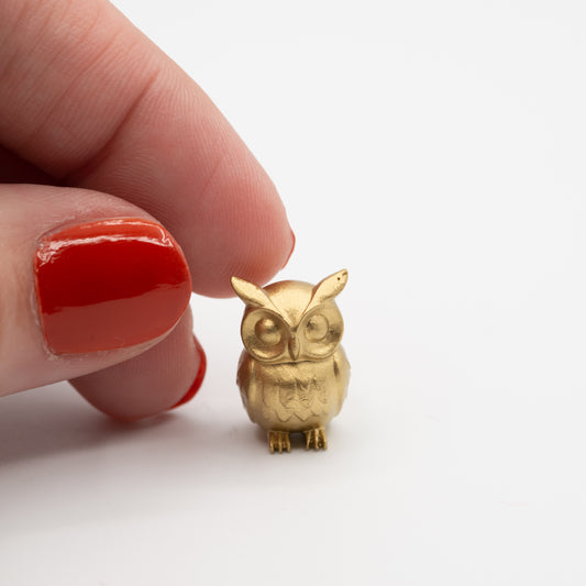 Miniature Owl Figurine | 1:12 Scale | Gold Dollhouse Shelf Decor