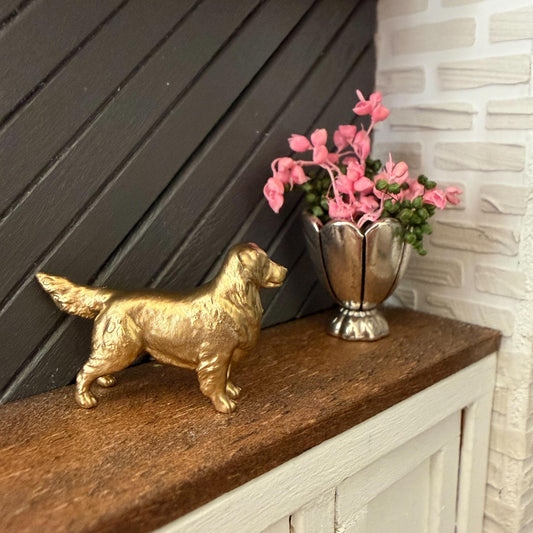 1:12 Scale Miniature Golden Retriever | Gold Dollhouse Dog Figurine | Dog Lover Gift