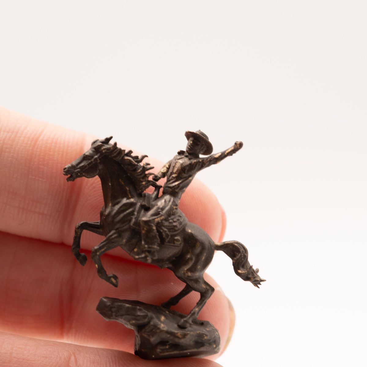 1:12 Scale Miniature Cowboy Sculpture | The Outrider | Dollhouse Library Mantel Decor | Bronze-Style Figurine
