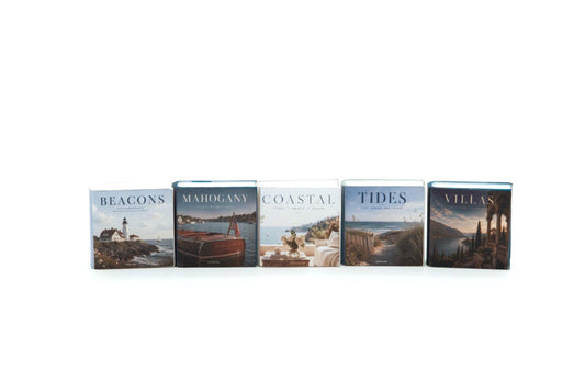 Miniature Coffee Table Book Set | 1:12 Scale | Coastal Collection of 5 | Dollhouse Beach House Decor