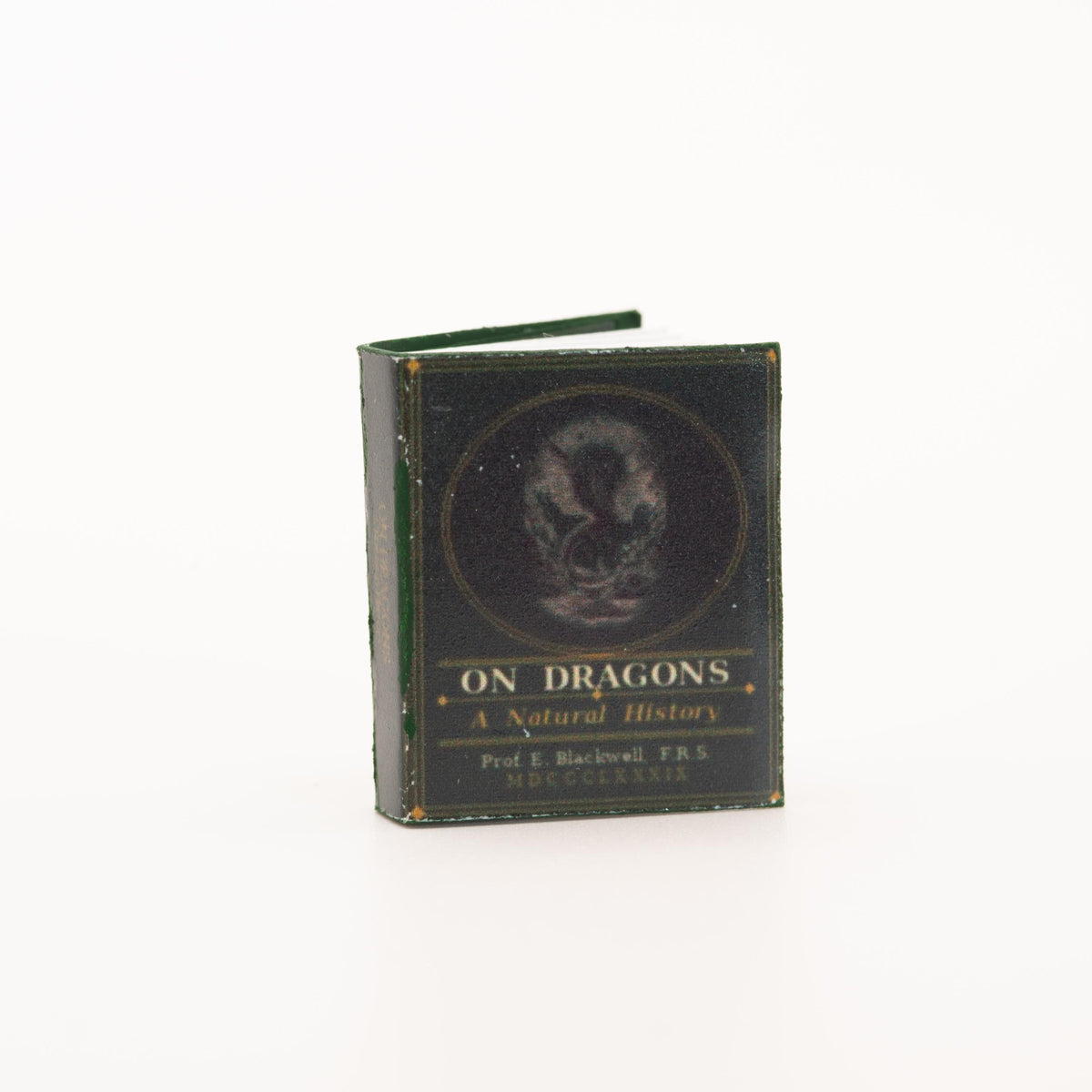 1:12 Scale Miniature Dragon Book | Dark Academia Dollhouse Decor | Fantasy Bookshelf Accessory