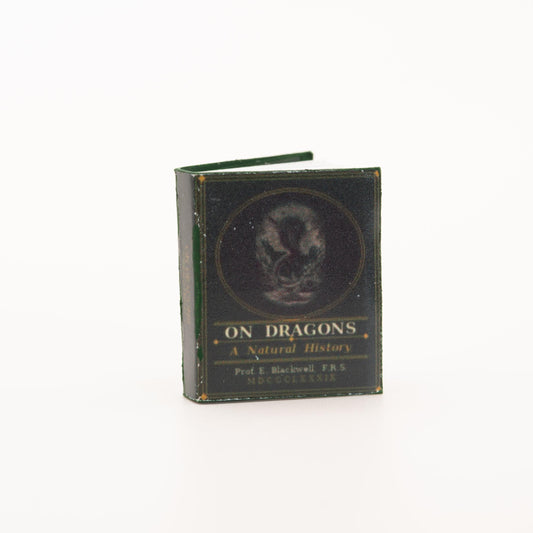 1:12 Scale Miniature Dragon Book | Dark Academia Dollhouse Decor | Fantasy Bookshelf Accessory