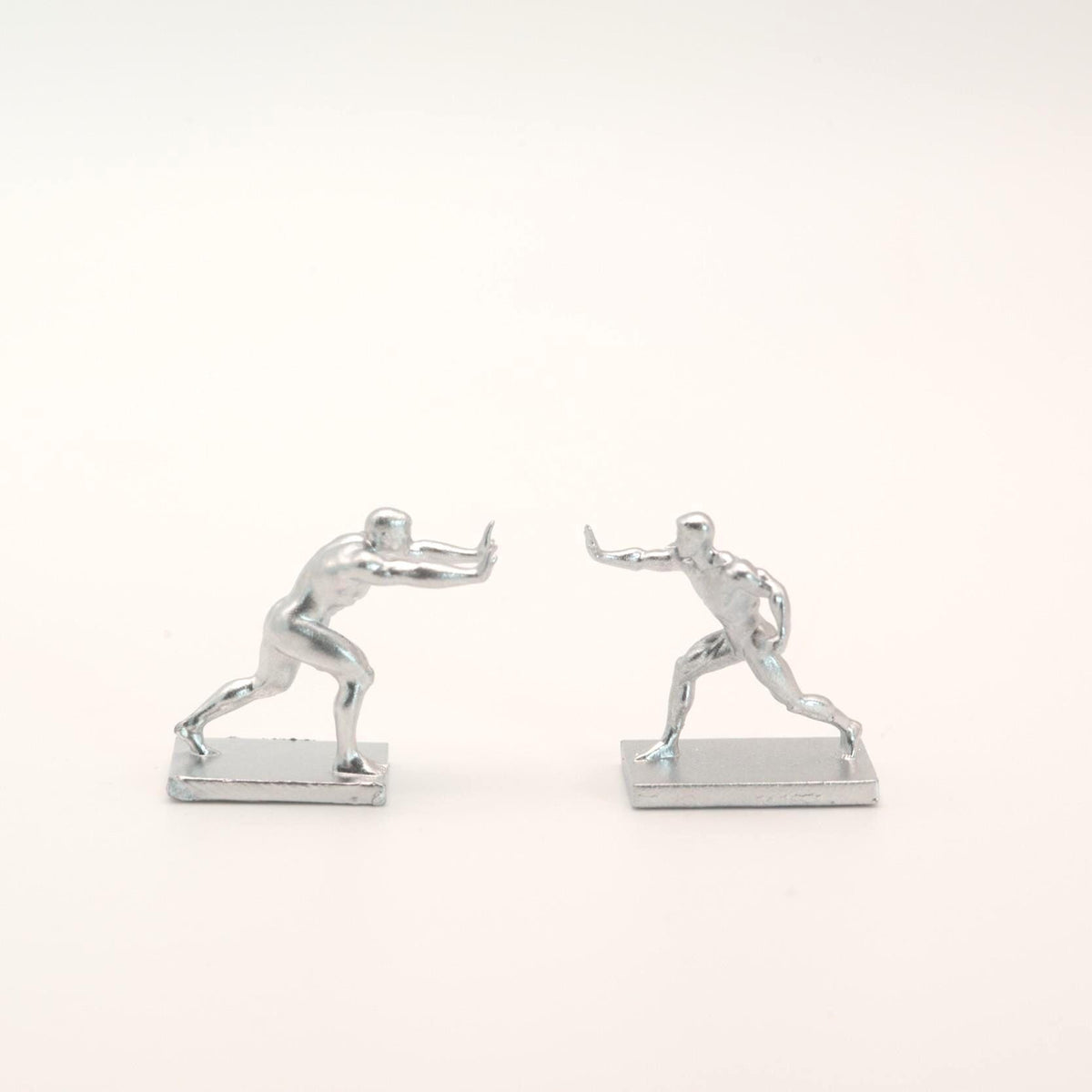 1:12 Scale Miniature Bookends | Silver Figure Sculpture | Dollhouse Library Decor | Collector Gift