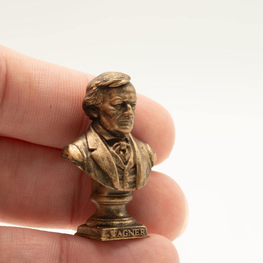 Miniature Richard Wagner Bust | 1:12 Scale | Dollhouse Library Decor | Composer Sculpture | Antique Gold Finish