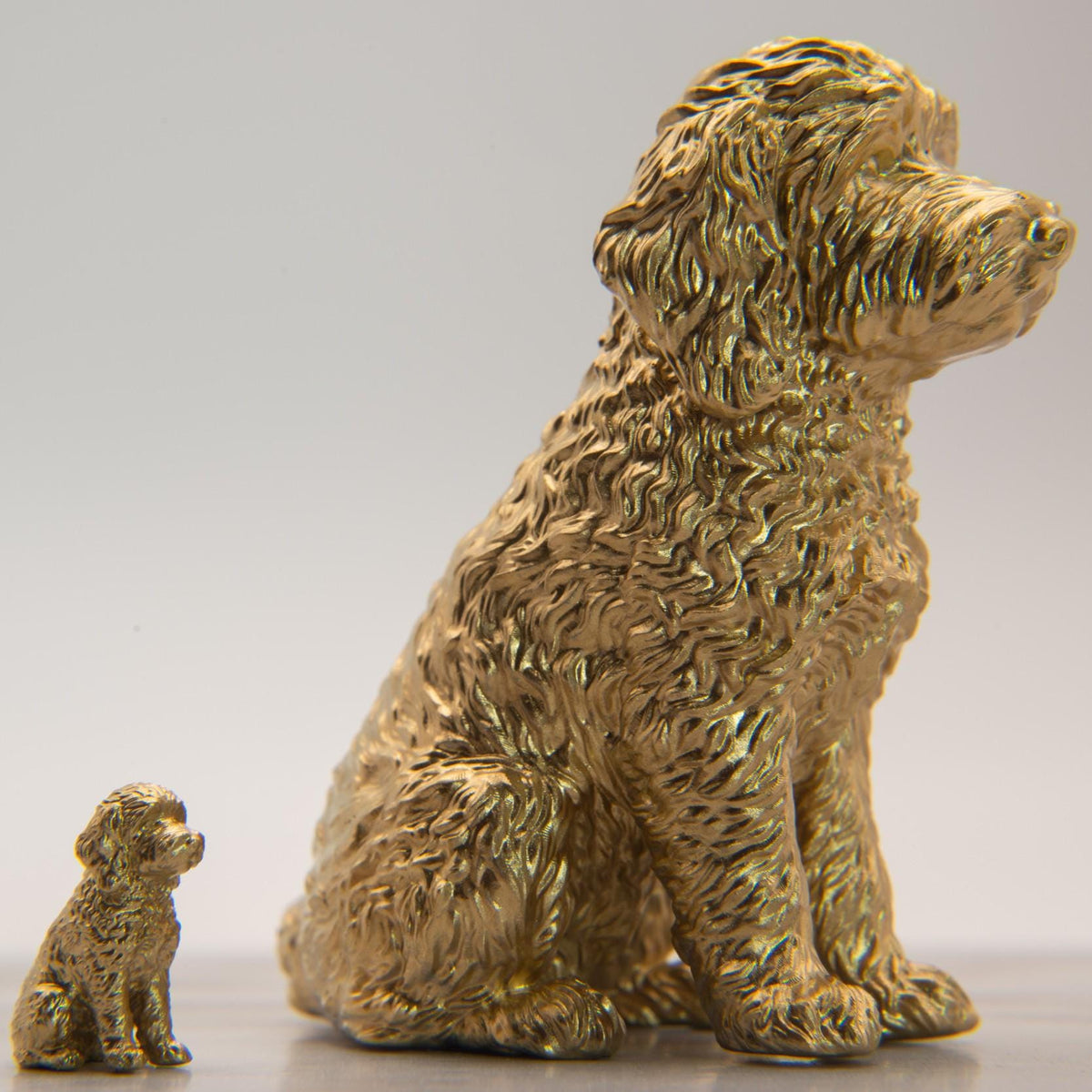 1:12 Scale Miniature Doodle Dog Figurine | Gold Dollhouse Statue | Dog Decor
