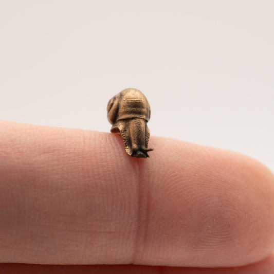 1:12 Scale Miniature Snail Figurine | Shelf Edge Perch | Dollhouse Shelf Decor | Antiqued Bronze Sculpture