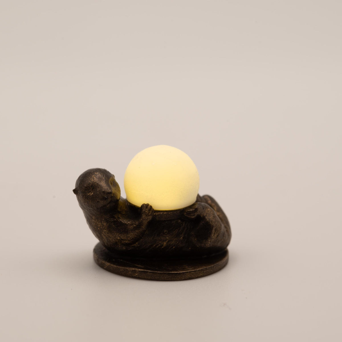1:12 Scale Miniature Otter Lamp | Working LED Light | Dollhouse Sculpture | Magnetic Toggle | Bronze Finish
