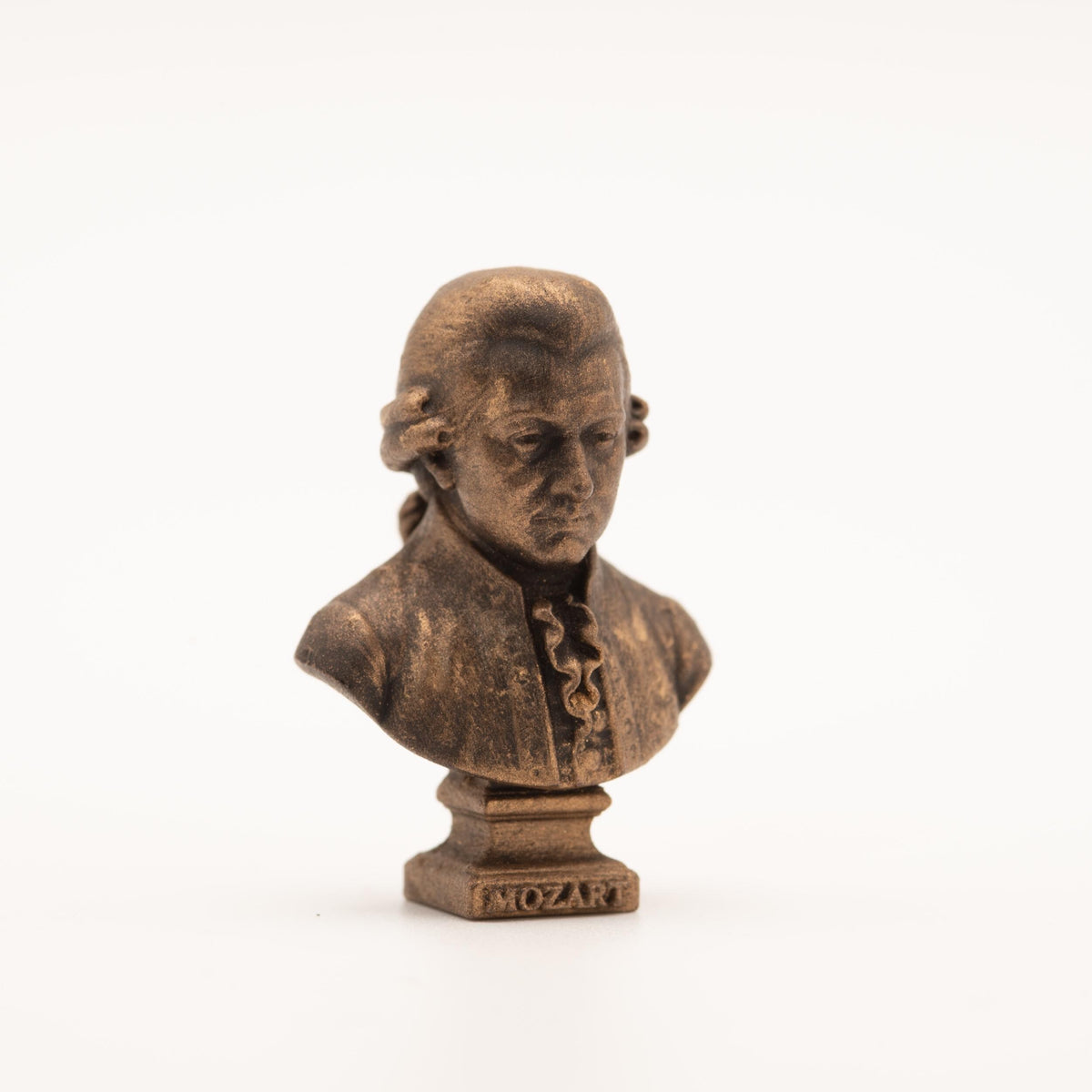 Miniature Wolfgang Amadeus Mozart Bust | 1:12 Scale | Dollhouse Library Decor | Composer Sculpture | Antique Gold Finish