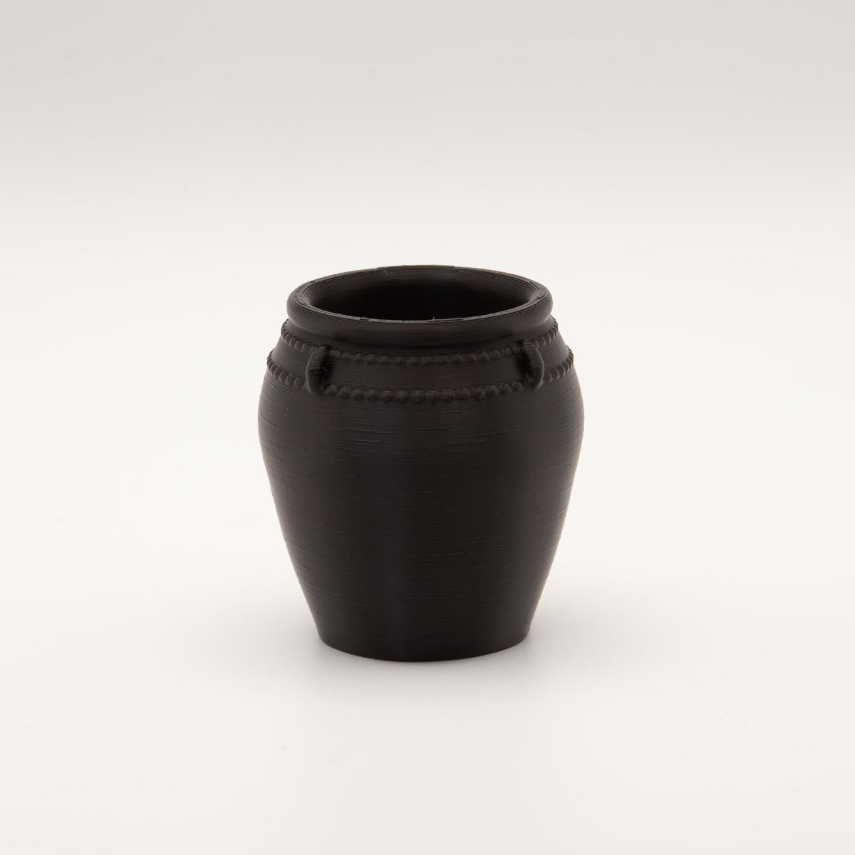 Miniature Beaded Planter Set | 1:12 Scale Dollhouse Outdoor Porch Decor | Matte Black Vessel Vase