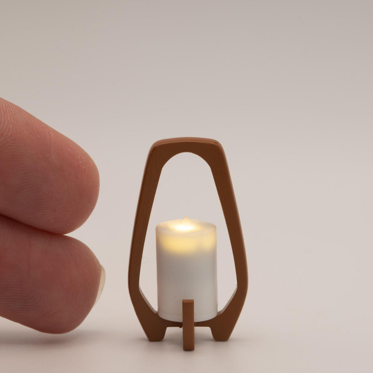 1:12 Scale Miniature Candle Lantern | Mid-Century Modern Dollhouse | Porch Entryway Decor