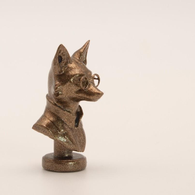 Miniature Fox Bust | 1:12 Scale | Dollhouse Library Decor | The Professor Fox | Bronze Finish