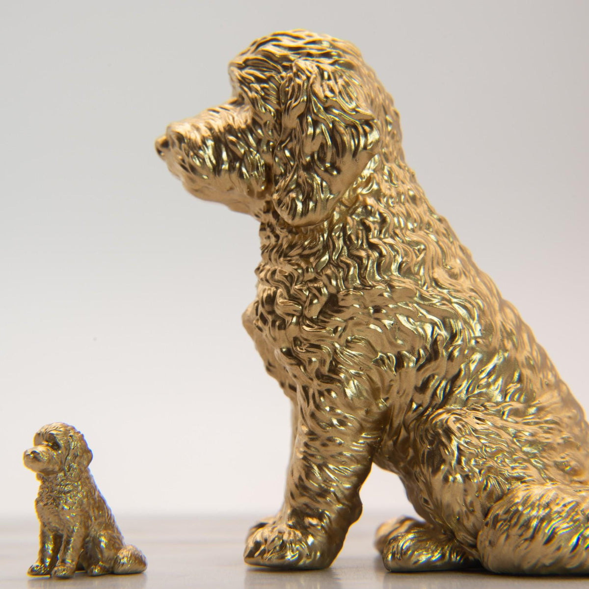 1:12 Scale Miniature Doodle Dog Figurine | Gold Dollhouse Statue | Dog Decor