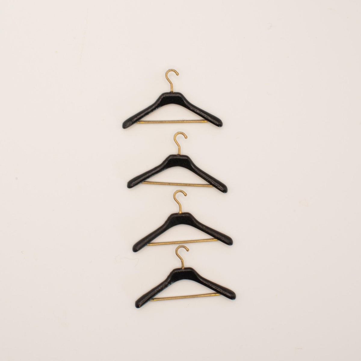1:12 Scale Miniature Boutique Hangers | Dollhouse Closet Decor | Set of 4 | Maple or Black