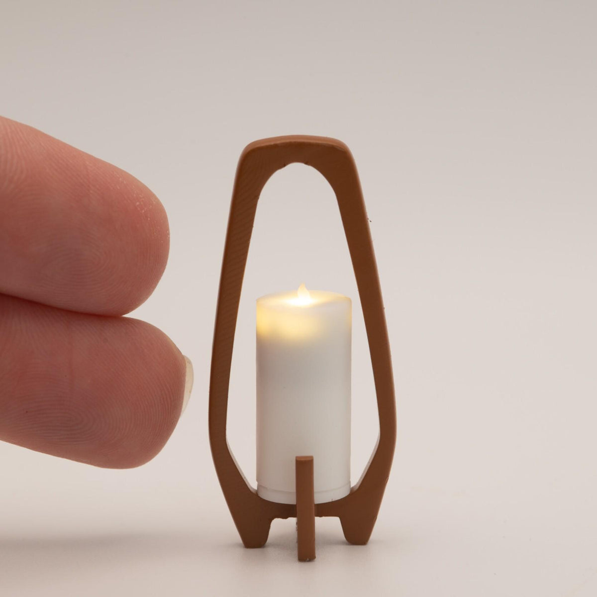 1:12 Scale Miniature Candle Lantern | Mid-Century Modern Dollhouse | Porch Entryway Decor