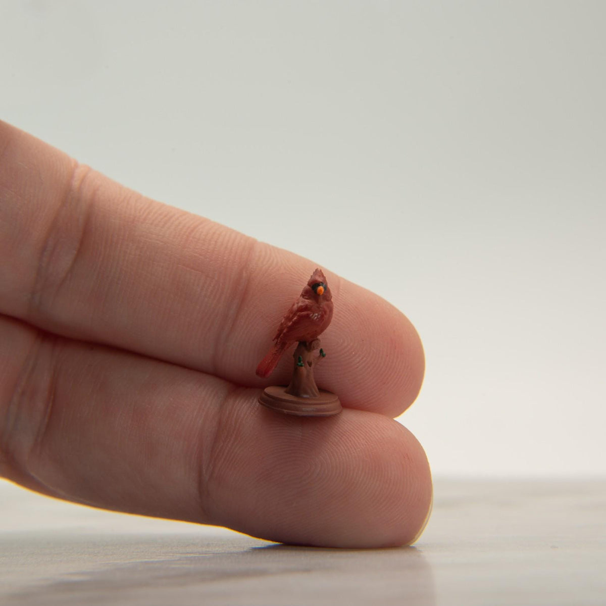 1:12 Scale Miniature Cardinal Figurine | Dollhouse Bird Statue | Miniature Nature Decor