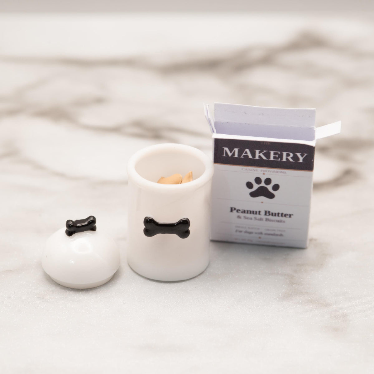 1:12 Scale Miniature Dog Treat Canister Set | Dollhouse Pet Accessories | Dog Biscuit Box | Dog Lover Gift