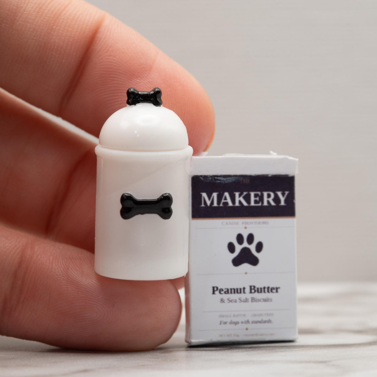 1:12 Scale Miniature Dog Treat Canister Set | Dollhouse Pet Accessories | Dog Biscuit Box | Dog Lover Gift