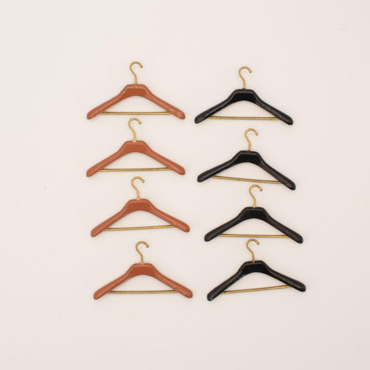 1:12 Scale Miniature Boutique Hangers | Dollhouse Closet Decor | Set of 4 | Maple or Black