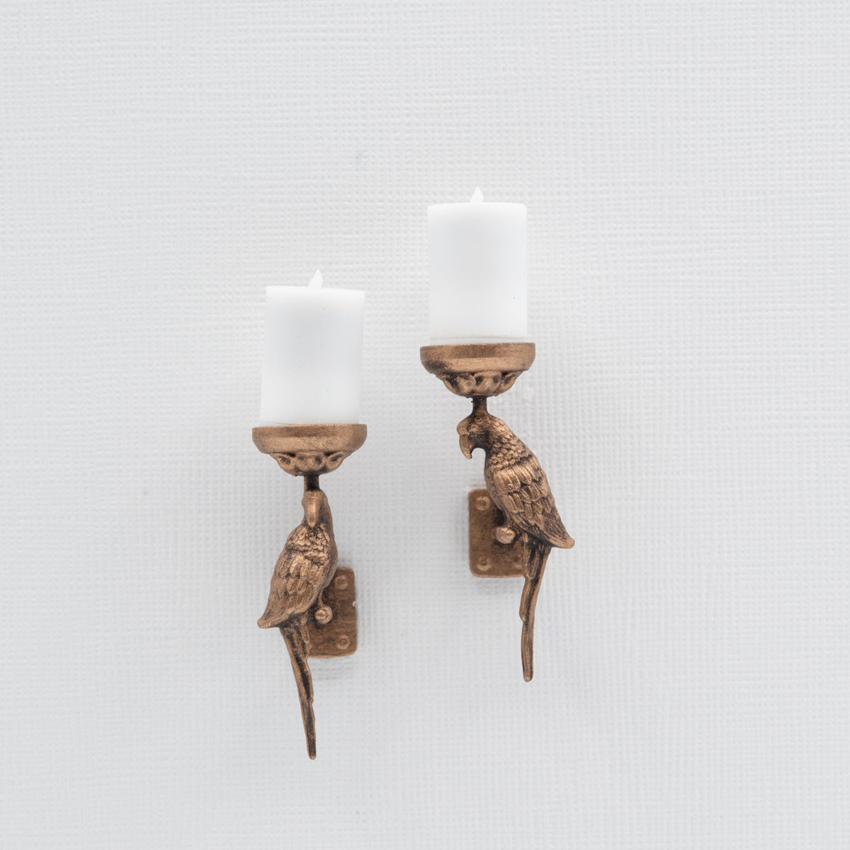 Miniature Parrot Wall Sconces | 1:12 Scale | Dollhouse Candle Holder Set