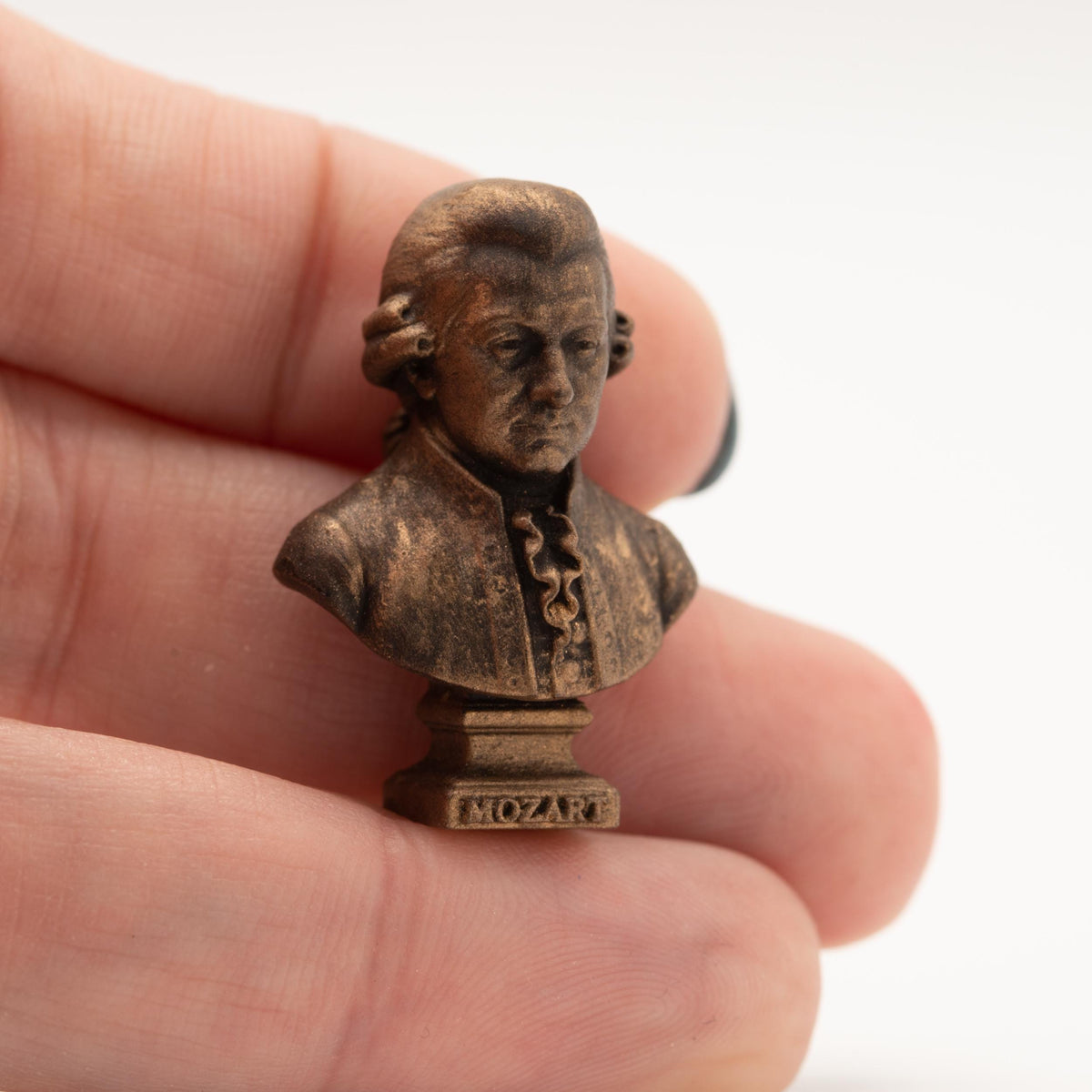 Miniature Wolfgang Amadeus Mozart Bust | 1:12 Scale | Dollhouse Library Decor | Composer Sculpture | Antique Gold Finish