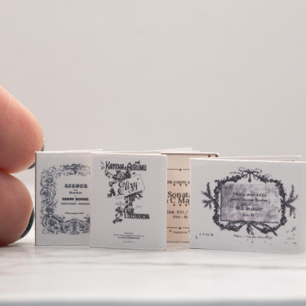 Miniature Sheet Music Booklets | 1:12 Scale | Beethoven Mozart Haydn Mendelssohn | Dollhouse Music Room