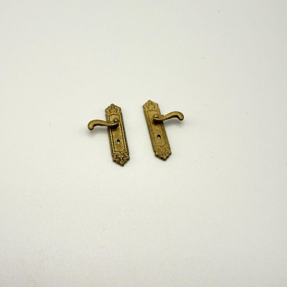 Miniature Door Handle Set | 1:12 Scale | Dollhouse Entryway Decor