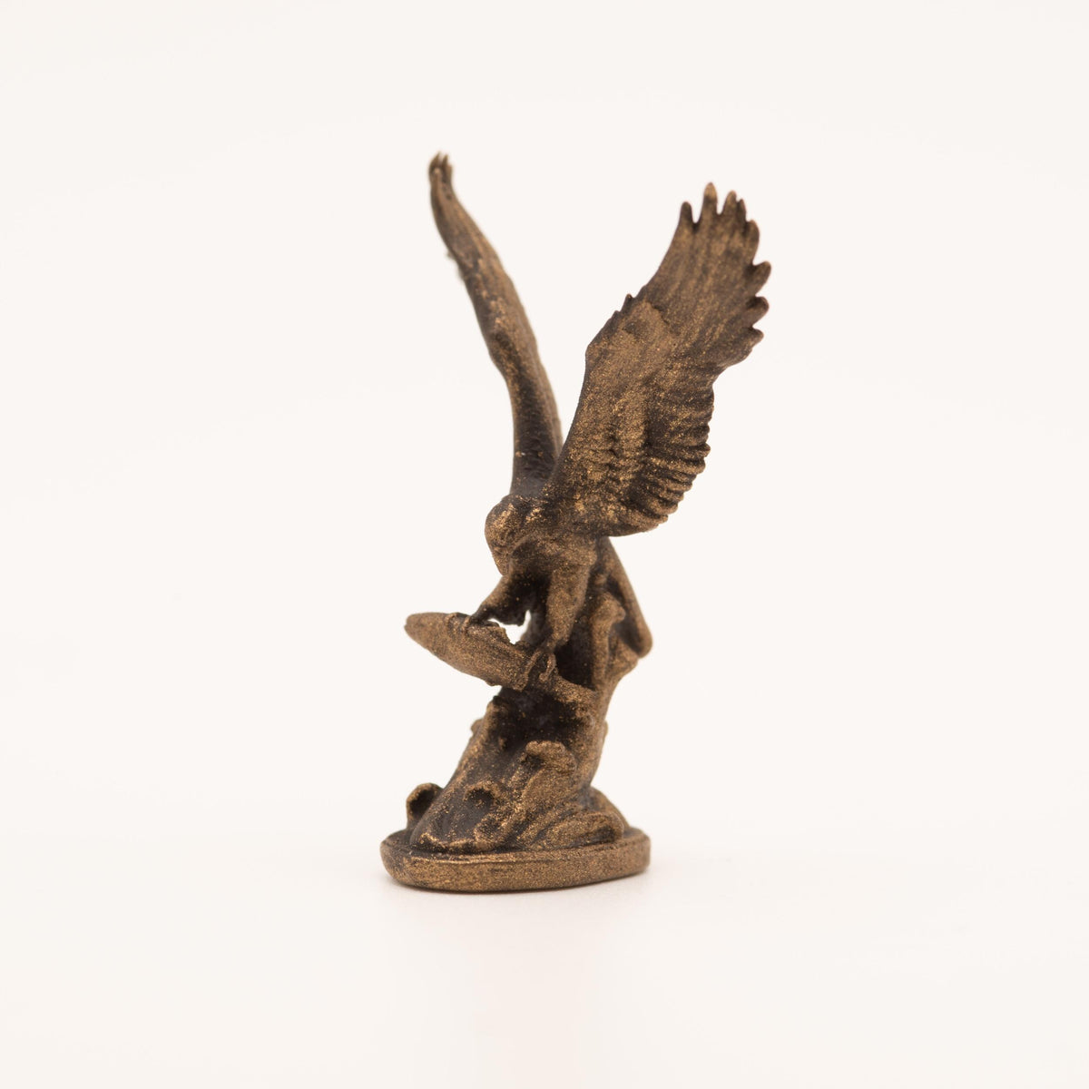 Miniature Bald Eagle Sculpture | 1:12 Scale Dollhouse Figurine | Bronze-Finish Bird Statue Decor