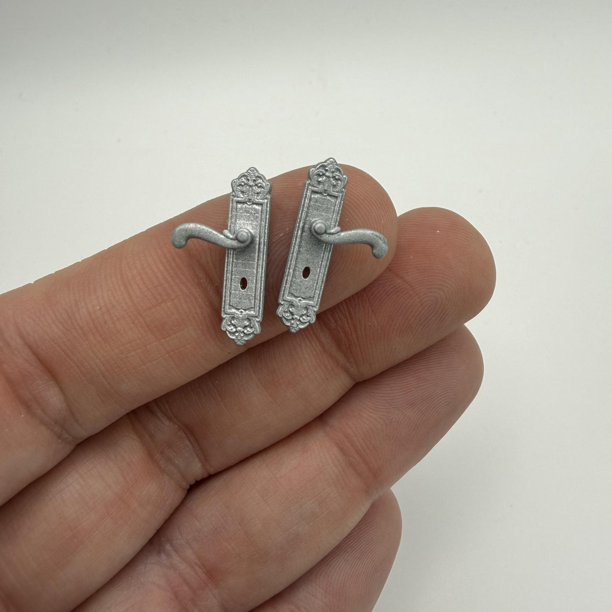 Miniature Door Handle Set | 1:12 Scale | Dollhouse Entryway Decor