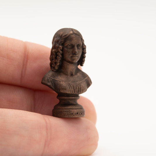 Miniature Fanny Mendelssohn Bust | 1:12 Scale | Dollhouse Library Decor | Composer Sculpture | Antique Copper Finish