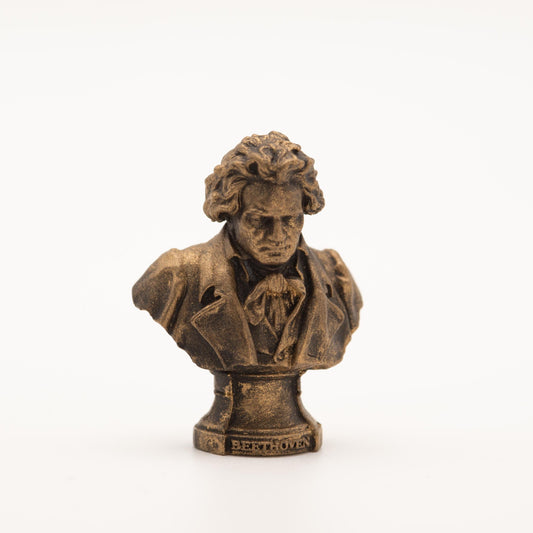 Miniature Ludwig van Beethoven Bust | 1:12 Scale | Dollhouse Library Decor | Composer Sculpture | Bronze Finish